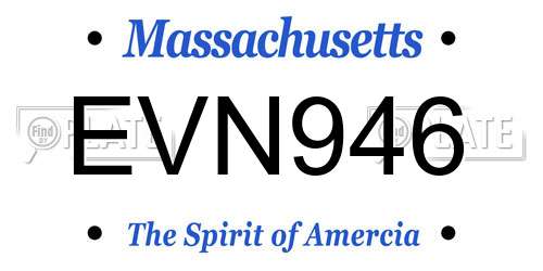 EVN946 Massachusetts License Plate