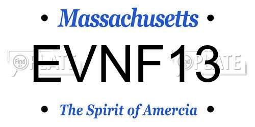 EVNF13 Massachusetts License Plate