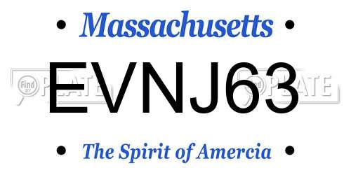 EVNJ63 Massachusetts License Plate