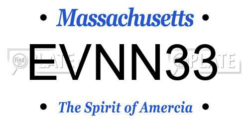 EVNN33 Massachusetts License Plate