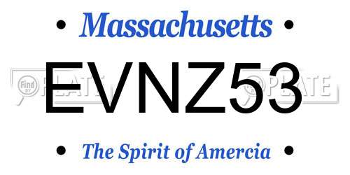 EVNZ53 Massachusetts License Plate
