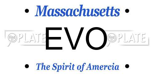 EVO Massachusetts License Plate