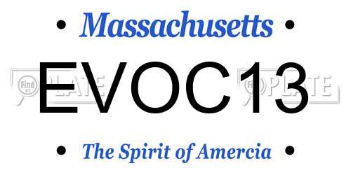 EVOC13 Massachusetts License Plate