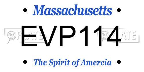 EVP114 Massachusetts License Plate