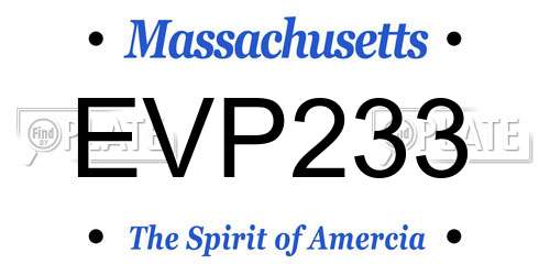 EVP233 Massachusetts License Plate
