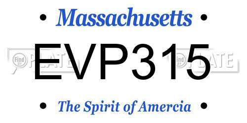 EVP315 Massachusetts License Plate