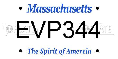 EVP344 Massachusetts License Plate