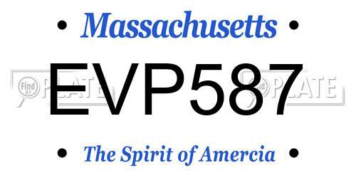 EVP587 Massachusetts License Plate