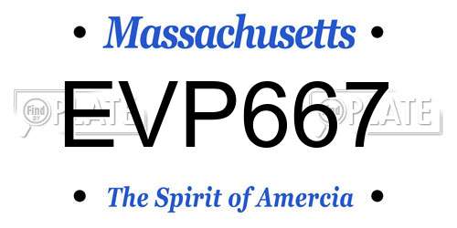 EVP667 Massachusetts License Plate