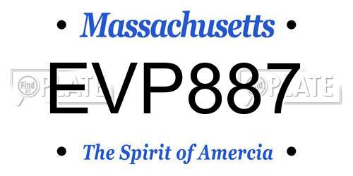EVP887 Massachusetts License Plate