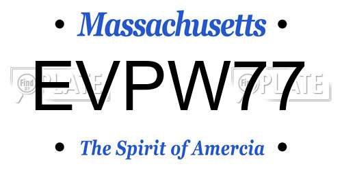 EVPW77 Massachusetts License Plate