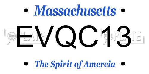 EVQC13 Massachusetts License Plate