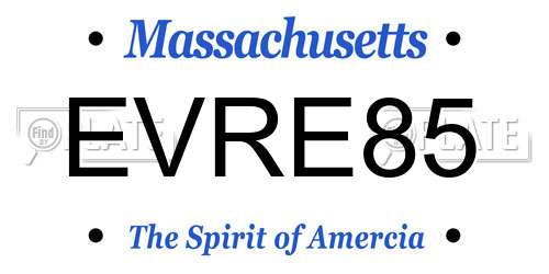 EVRE85 Massachusetts License Plate