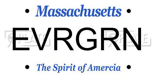 EVRGRN Massachusetts License Plate