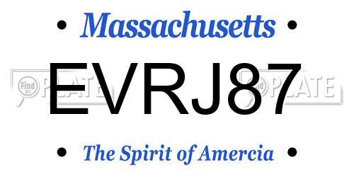 EVRJ87 Massachusetts License Plate