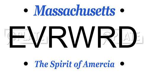 EVRWRD Massachusetts License Plate