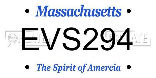 EVS294 Massachusetts License Plate