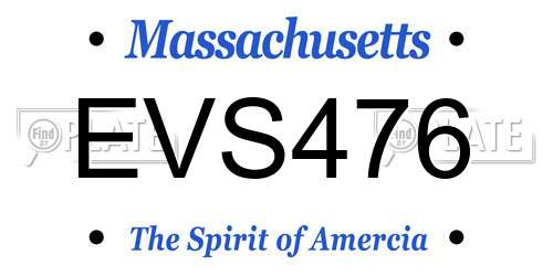 EVS476 Massachusetts License Plate
