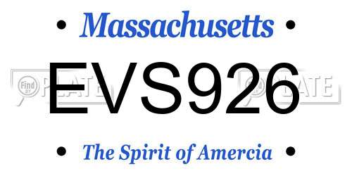 EVS926 Massachusetts License Plate