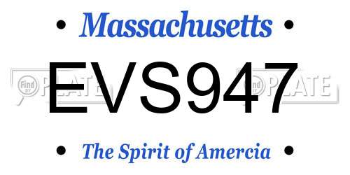 EVS947 Massachusetts License Plate