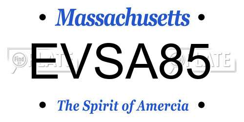 EVSA85 Massachusetts License Plate