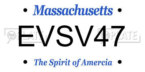 EVSV47 Massachusetts License Plate
