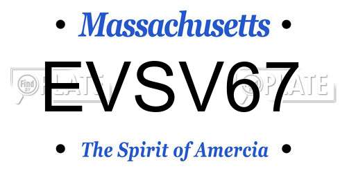 EVSV67 Massachusetts License Plate