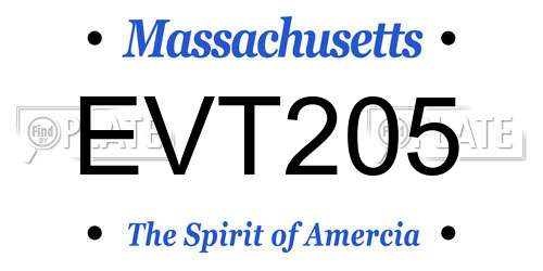 EVT205 Massachusetts License Plate
