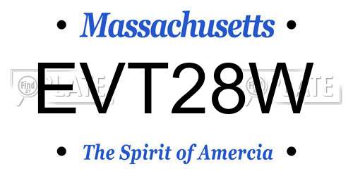 EVT28W Massachusetts License Plate