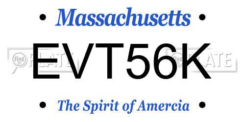 EVT56K Massachusetts License Plate