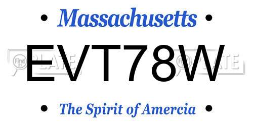 EVT78W Massachusetts License Plate