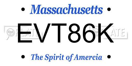 EVT86K Massachusetts License Plate