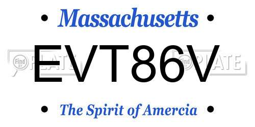 EVT86V Massachusetts License Plate