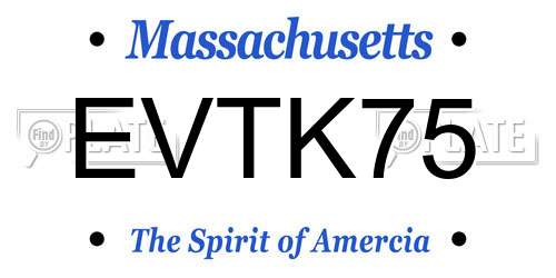 EVTK75 Massachusetts License Plate