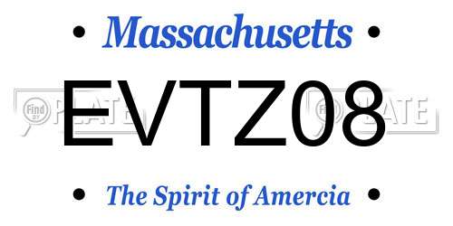 EVTZ08 Massachusetts License Plate