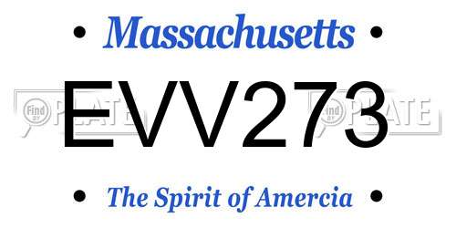 EVV273 Massachusetts License Plate