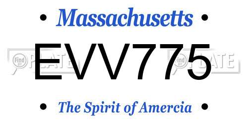 EVV775 Massachusetts License Plate