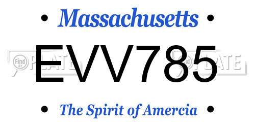 EVV785 Massachusetts License Plate