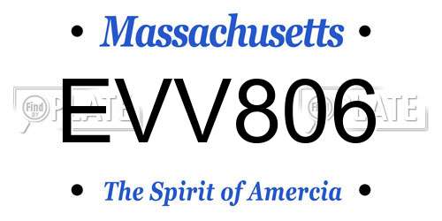 EVV806 Massachusetts License Plate