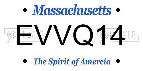 EVVQ14 Massachusetts License Plate