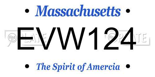 EVW124 Massachusetts License Plate