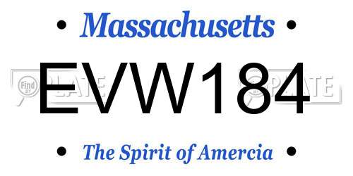 EVW184 Massachusetts License Plate
