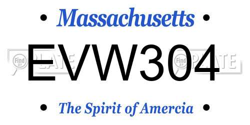 EVW304 Massachusetts License Plate