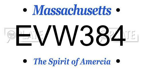 EVW384 Massachusetts License Plate