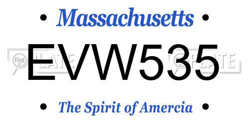EVW535 Massachusetts License Plate