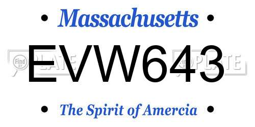EVW643 Massachusetts License Plate