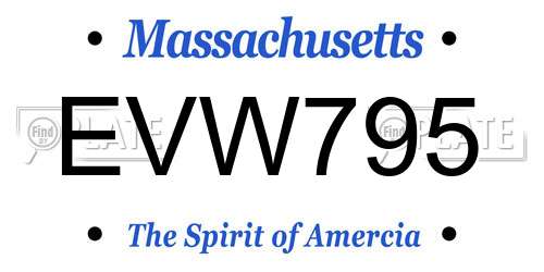 EVW795 Massachusetts License Plate