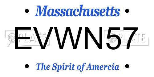 EVWN57 Massachusetts License Plate
