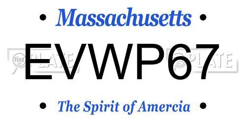 EVWP67 Massachusetts License Plate