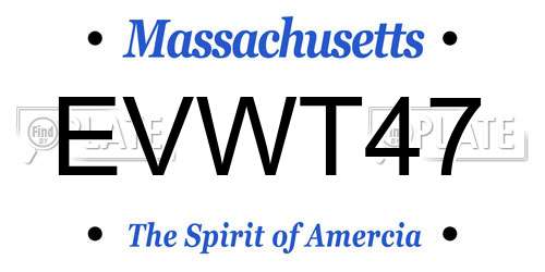 EVWT47 Massachusetts License Plate